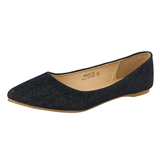 Bella Marie Angie-28 Women's Classic Pointy Toe Ballet Flat Shoes