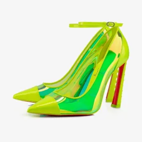 Elegant Fluo Green Punk Pumps
