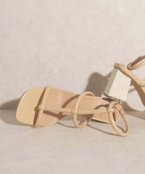OASIS SOCIETY Sofia - Nude Wooden Heels Sandals